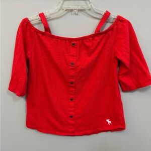 Abercrombie Kids Red Off-Shoulder Blouse